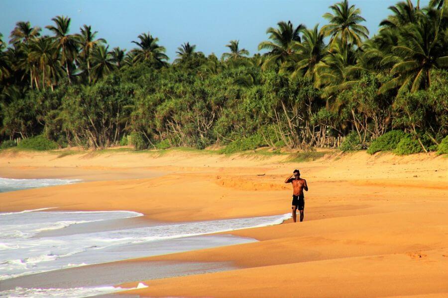 Sri Lanka - Strand palmbomen zee man - 048