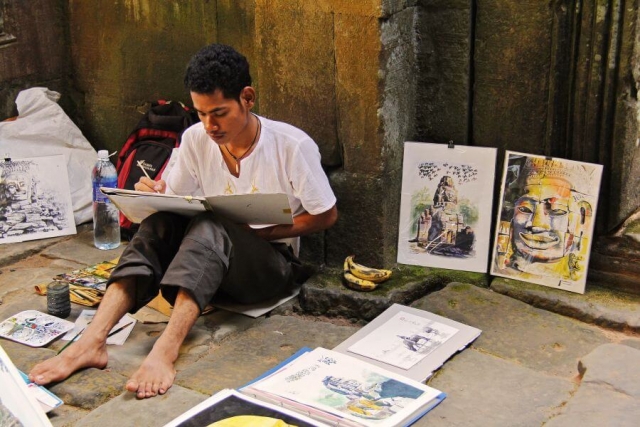 Cambodja - Siem Reap - Kunstenaar