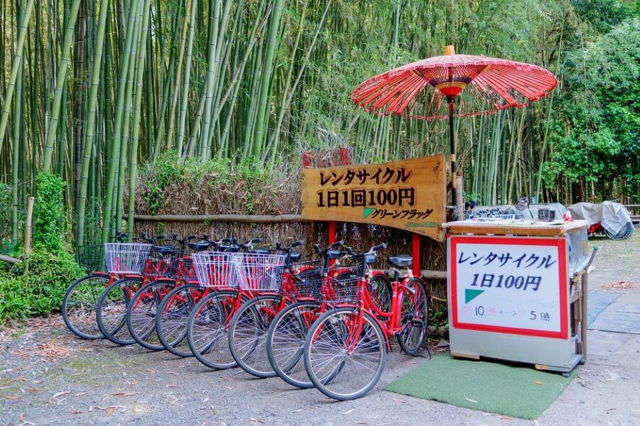Japan Kyoto Arashiyama bamboebos fietsen
