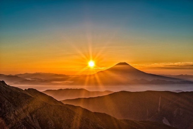 Japan Mt Fuji zonsondergang