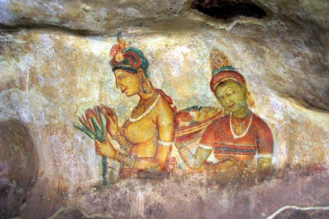 Sri Lanka Sigiriya muurschildering