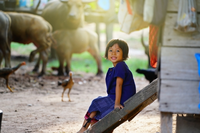 Cambodja Kind op platteland